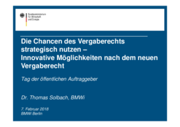 Dr. Solbach, Vergaberecht, Tag der öffentlichen Auftraggeber 2018 Dr. Solbach, Vergaberecht, Tag der öffentlichen Auftraggeber 2018