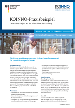 Einführung von Warengruppensteckbriefen in der Bundesanstalt für Immobilienaufgaben (BImA) Einführung von Warengruppensteckbriefen in der Bundesanstalt für Immobilienaufgaben (BImA)